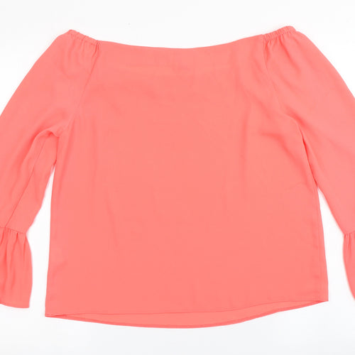 Atmosphere Womens Pink  Polyester Basic Blouse Size 10 Off the Shoulder