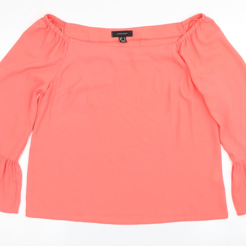 Atmosphere Womens Pink  Polyester Basic Blouse Size 10 Off the Shoulder