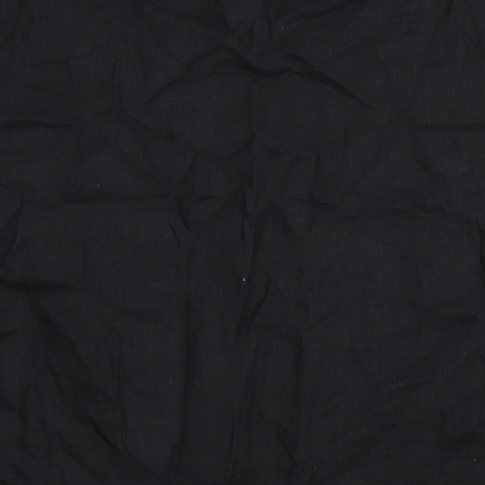 Gap Womens Black  Linen Basic Blouse Size M Round Neck