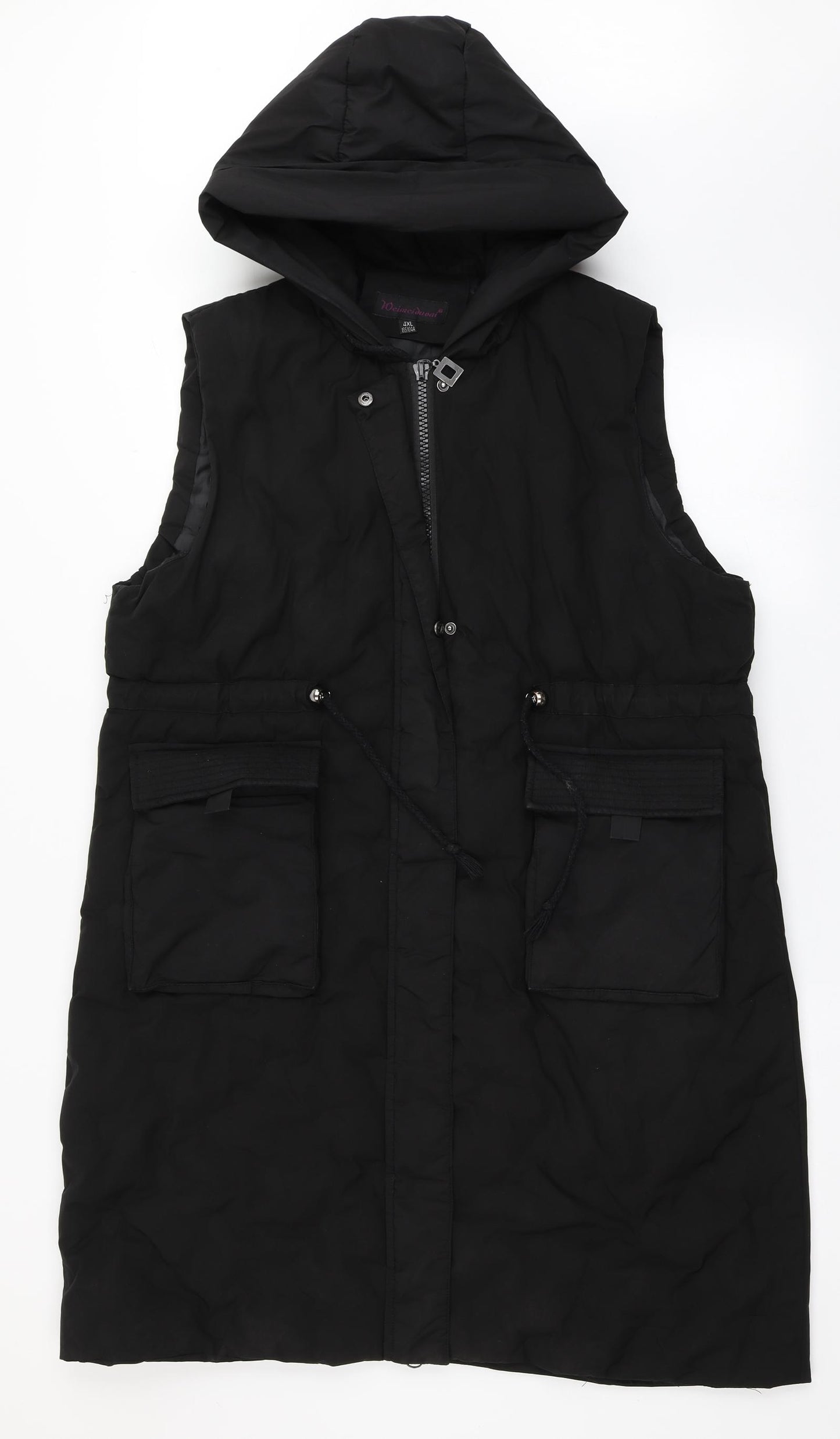 Weimeiduoai Womens Black   Gilet Coat Size 4XL  Zip