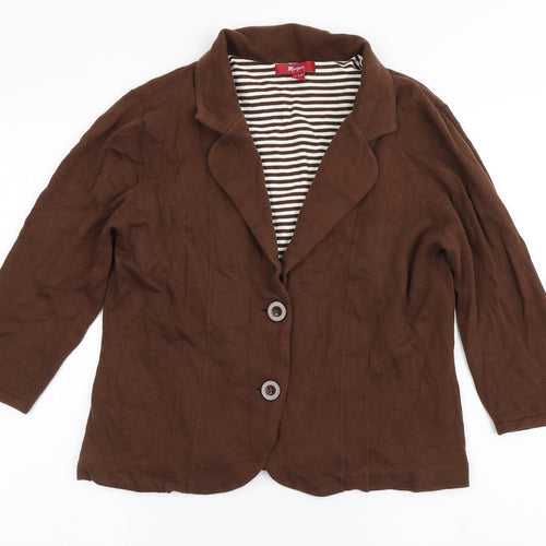 Monsoon Womens Brown  Cotton Jacket Blazer Size 16