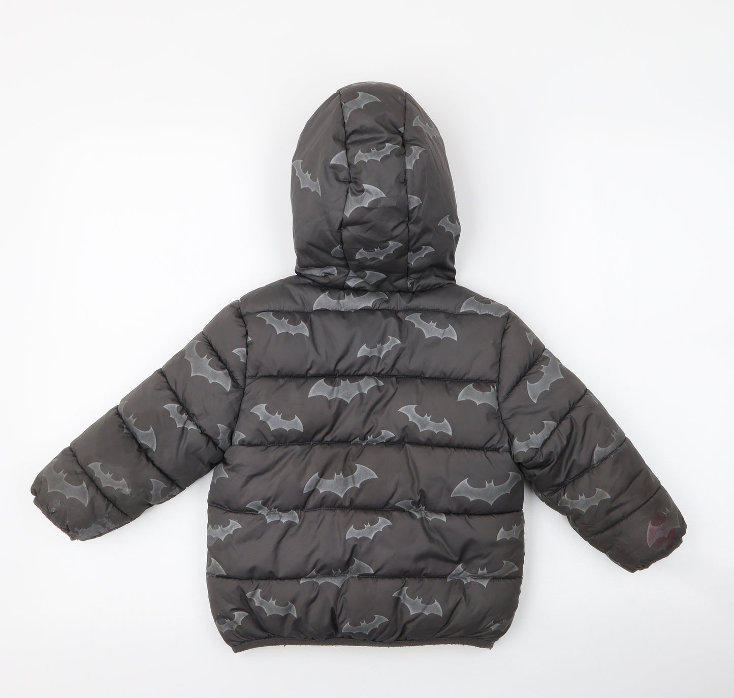 Batman Boys Grey   Puffer Jacket Coat Size 3-4 Years  Zip