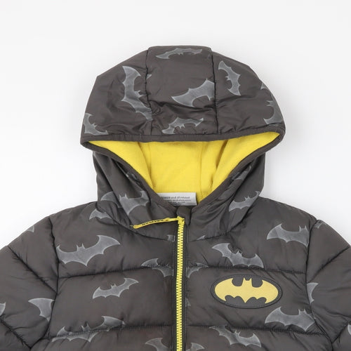 Batman Boys Grey   Puffer Jacket Coat Size 3-4 Years  Zip