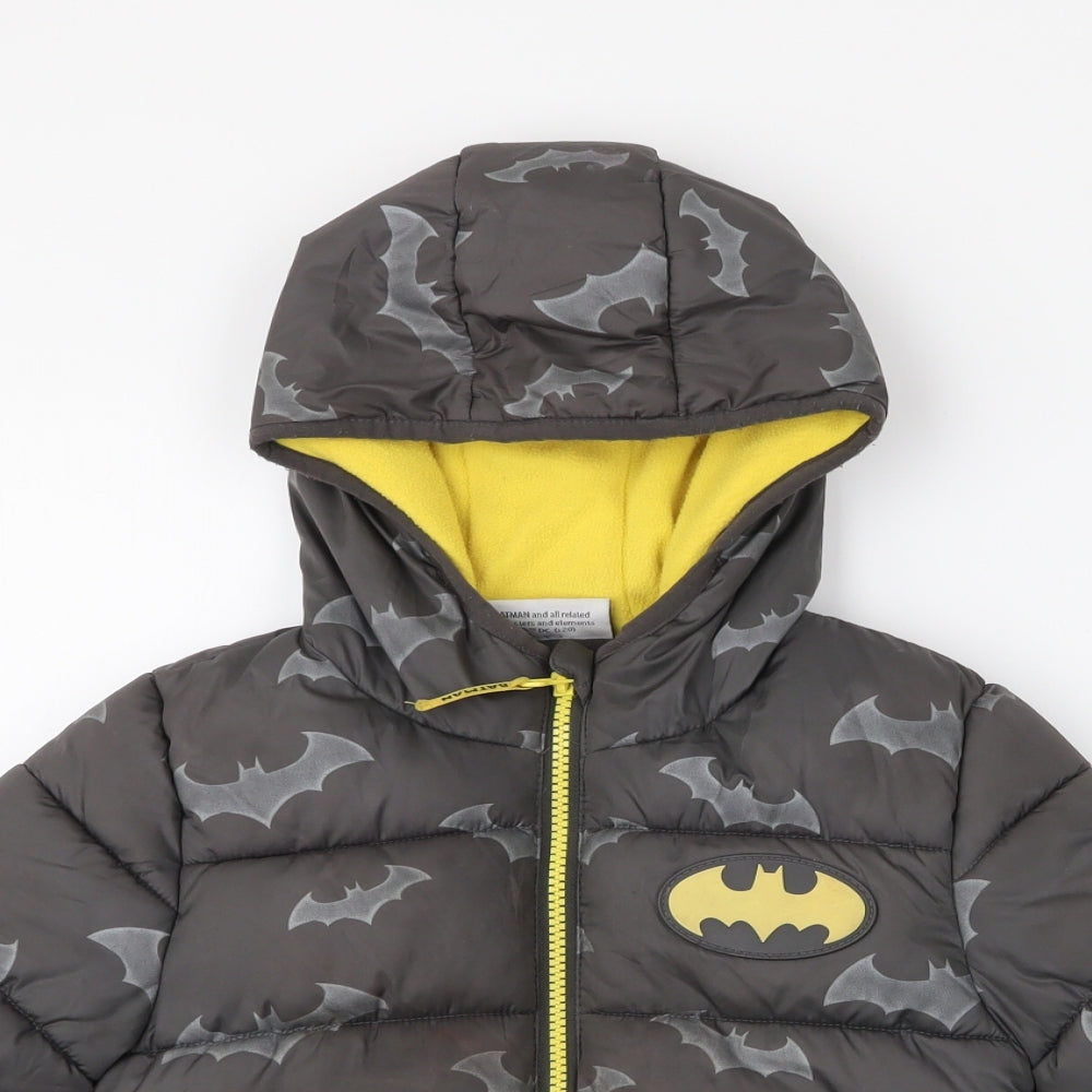 Batman Boys Grey   Puffer Jacket Coat Size 3-4 Years  Zip