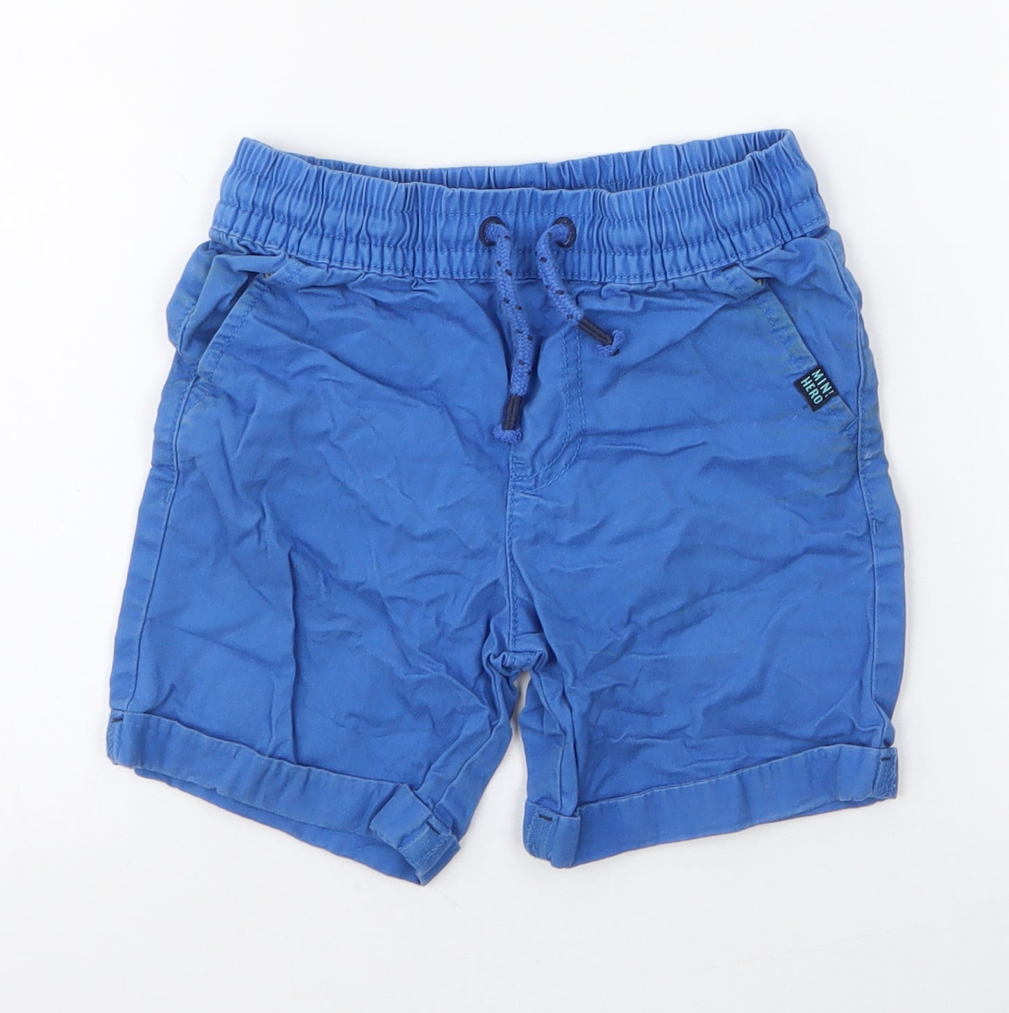 F&F Boys Blue  100% Cotton Cargo Shorts Size 3-4 Years  Regular Drawstring