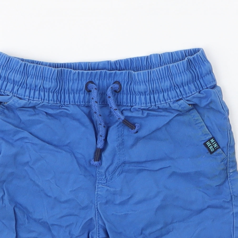 F&F Boys Blue  100% Cotton Cargo Shorts Size 3-4 Years  Regular Drawstring