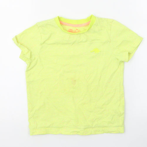 F&F Boys Yellow Striped Cotton Jersey T-Shirt Size 3-4 Years Round Neck Pullover