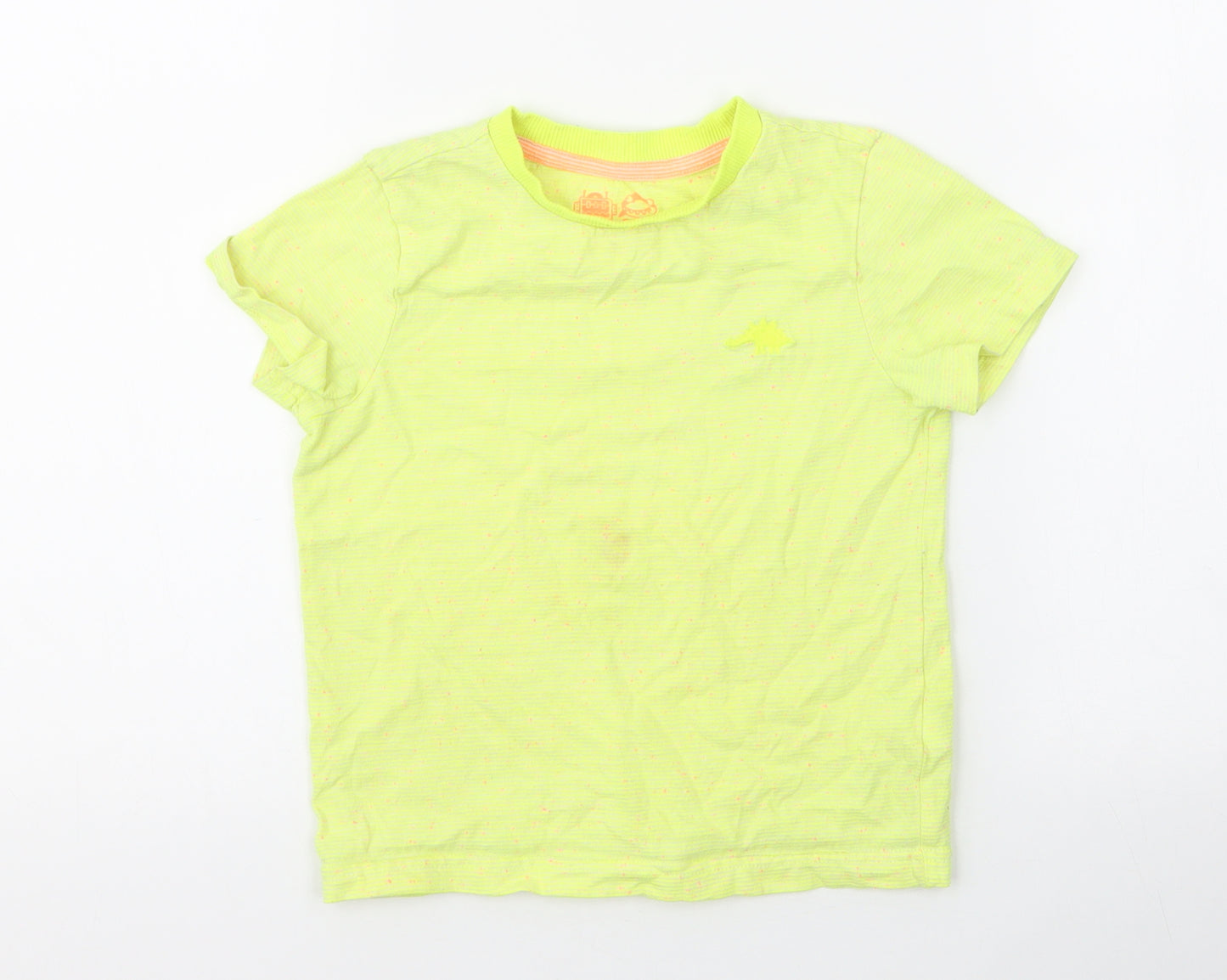 F&F Boys Yellow Striped Cotton Jersey T-Shirt Size 3-4 Years Round Neck Pullover