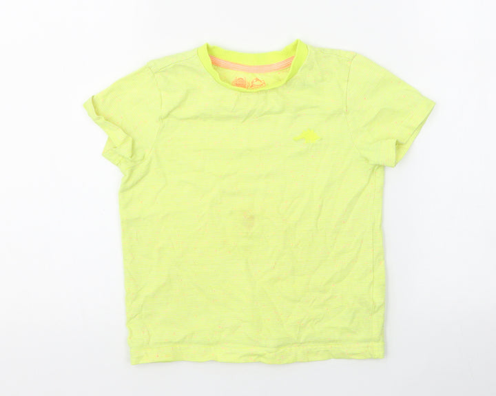 F&F Boys Yellow Striped Cotton Jersey T-Shirt Size 3-4 Years Round Neck Pullover