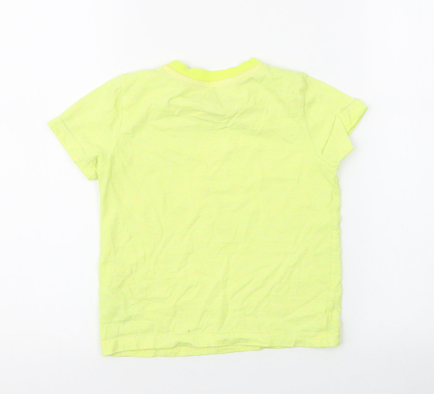 F&F Boys Yellow Striped Cotton Jersey T-Shirt Size 3-4 Years Round Neck Pullover