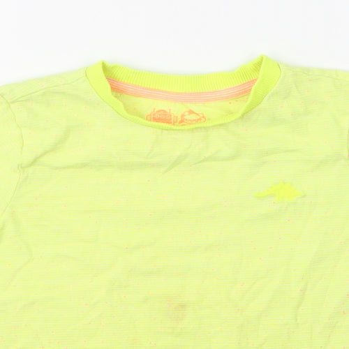 F&F Boys Yellow Striped Cotton Jersey T-Shirt Size 3-4 Years Round Neck Pullover