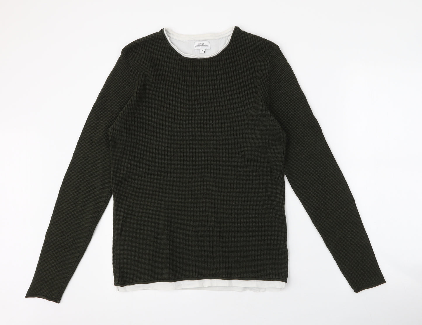 NEXT Mens Green Round Neck  Acrylic Pullover Jumper Size M