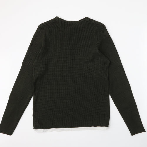 NEXT Mens Green Round Neck  Acrylic Pullover Jumper Size M