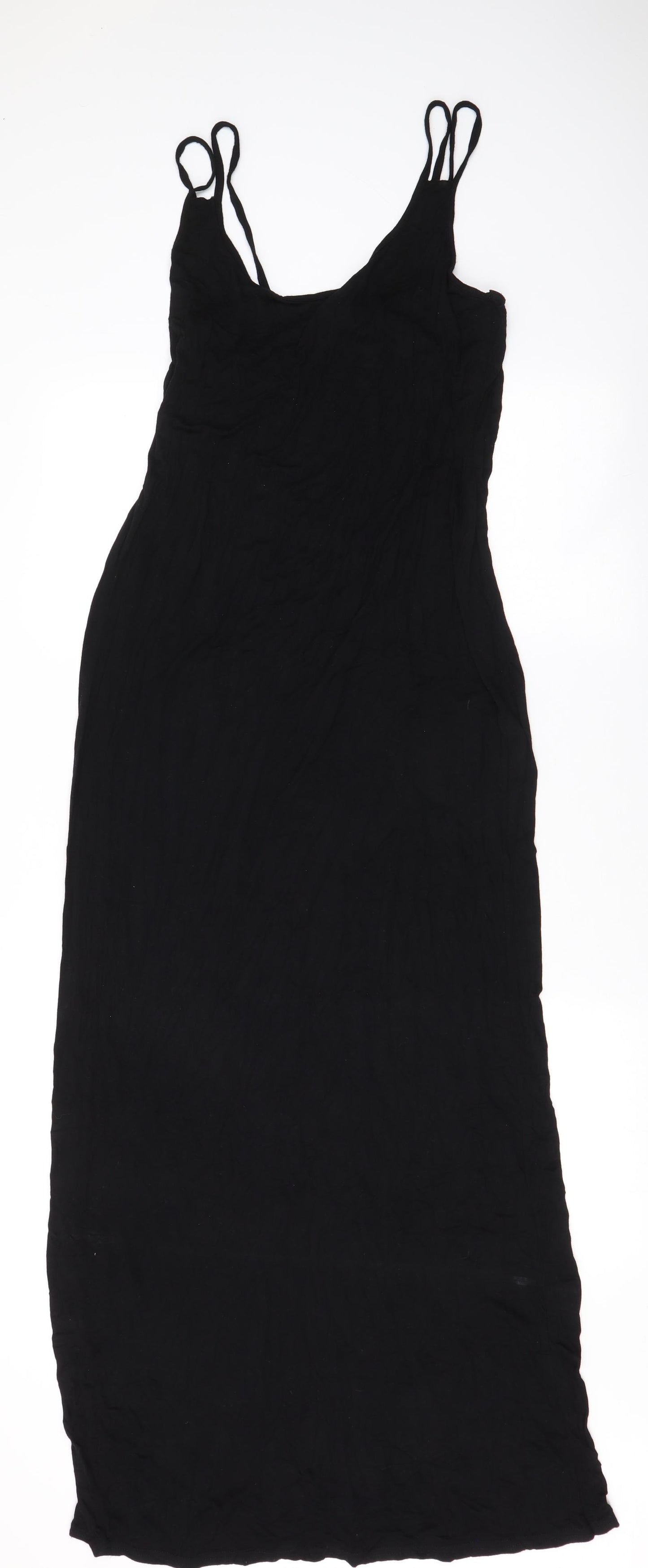 PRETTYLITTLETHING Womens Black  Viscose Maxi  Size 16  Round Neck Pullover