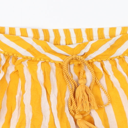 Papaya Womens Yellow Striped Polyester  Shorts Size 14  Regular Drawstring