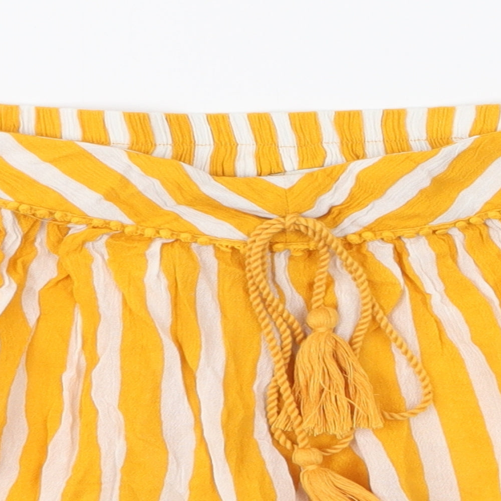 Papaya Womens Yellow Striped Polyester  Shorts Size 14  Regular Drawstring