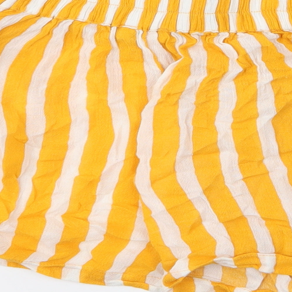 Papaya Womens Yellow Striped Polyester  Shorts Size 14  Regular Drawstring