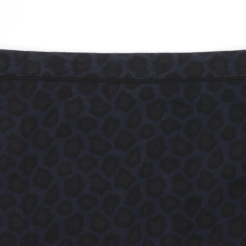 George Womens Blue Animal Print Polyester A-Line Skirt Size 16   Zip