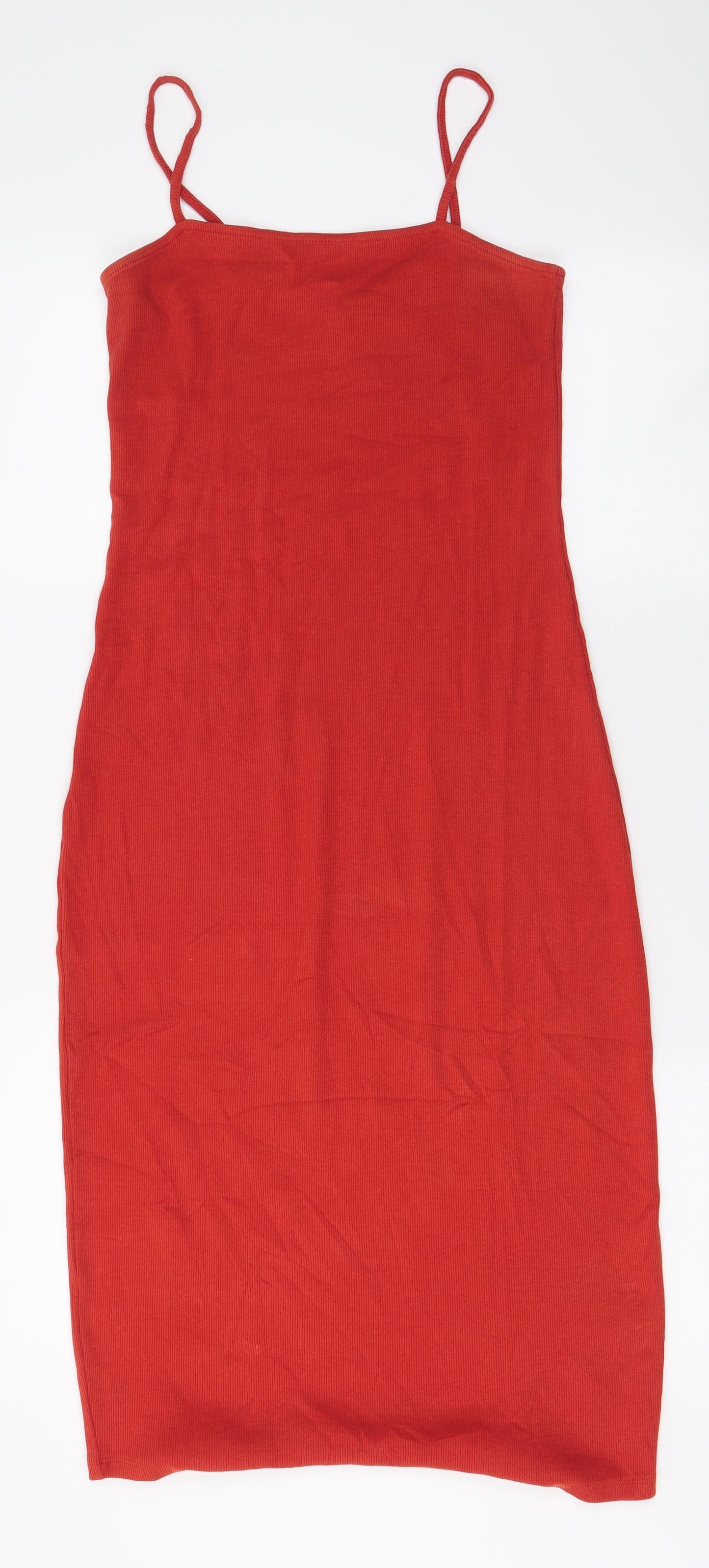 New Look Womens Orange  Cotton Bodycon  Size 14  Square Neck Pullover