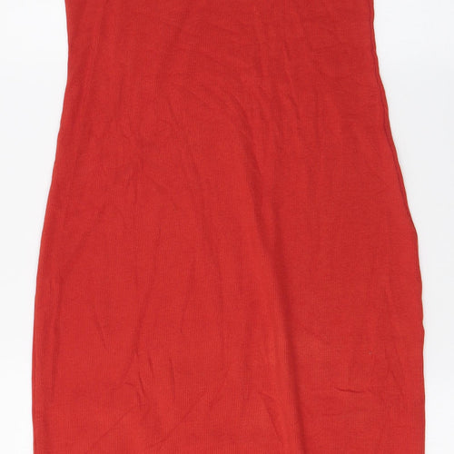 New Look Womens Orange  Cotton Bodycon  Size 14  Square Neck Pullover