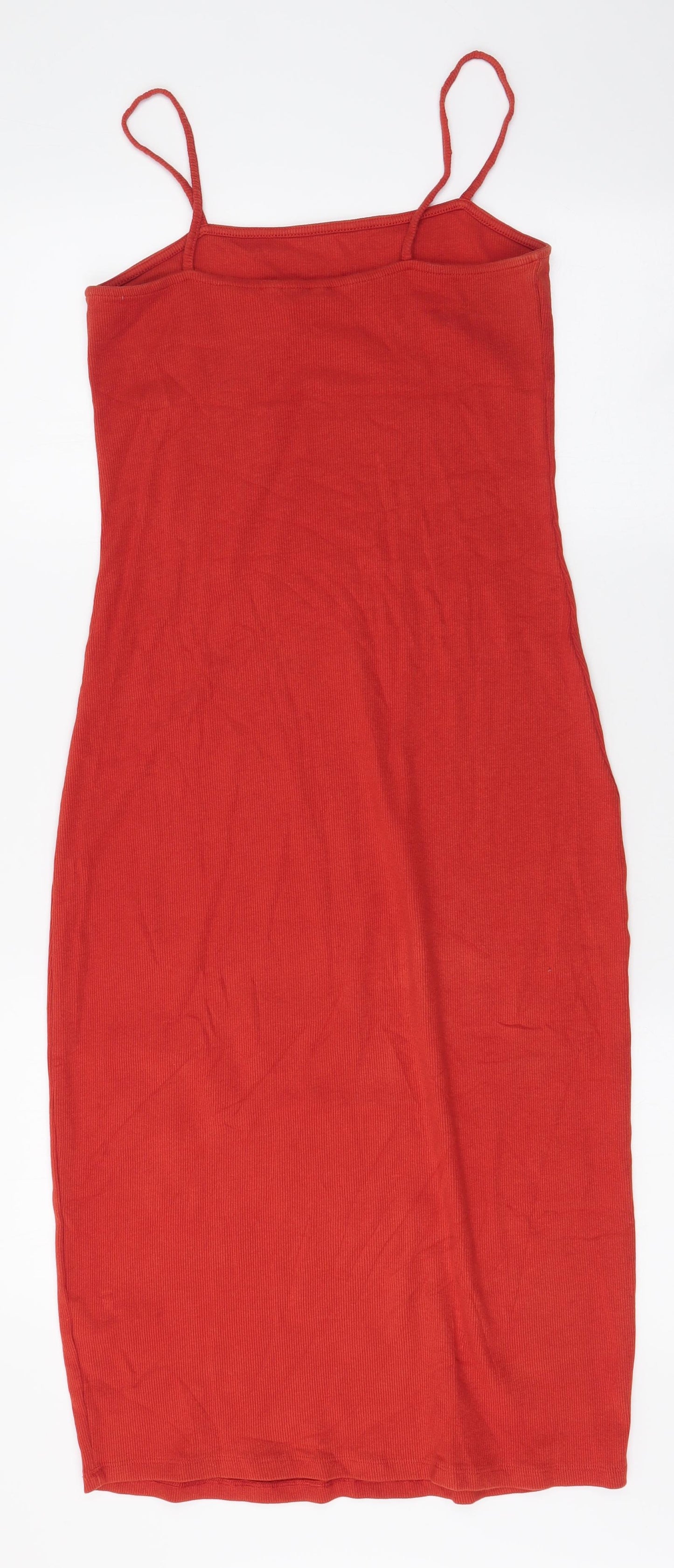 New Look Womens Orange  Cotton Bodycon  Size 14  Square Neck Pullover