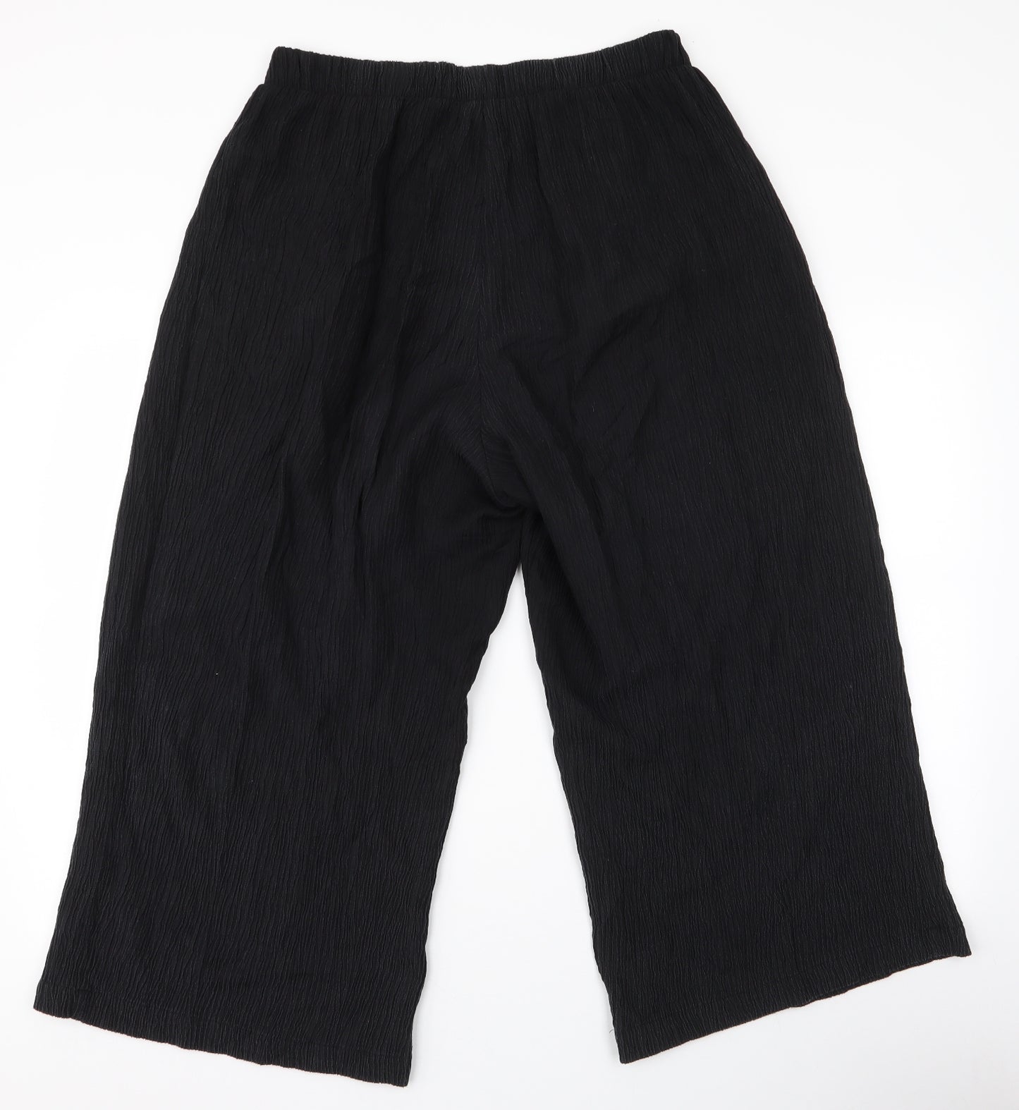 Primark Womens Black  Lyocell Cropped Trousers Size 14 L23 in Regular  - Culotte