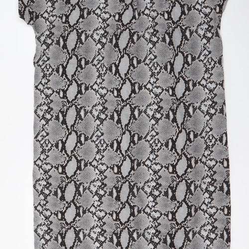 New Look Womens Grey Animal Print Polyester Maxi  Size 14  Collared Button