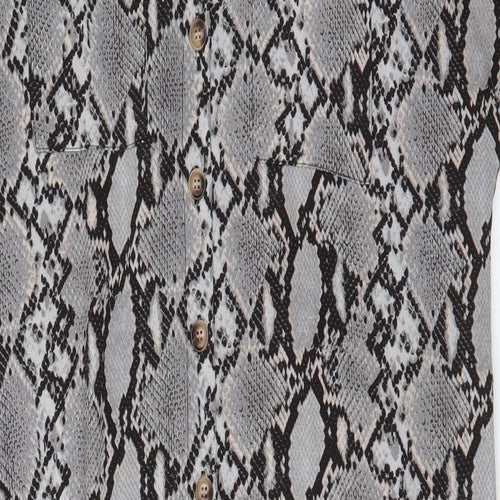 New Look Womens Grey Animal Print Polyester Maxi  Size 14  Collared Button