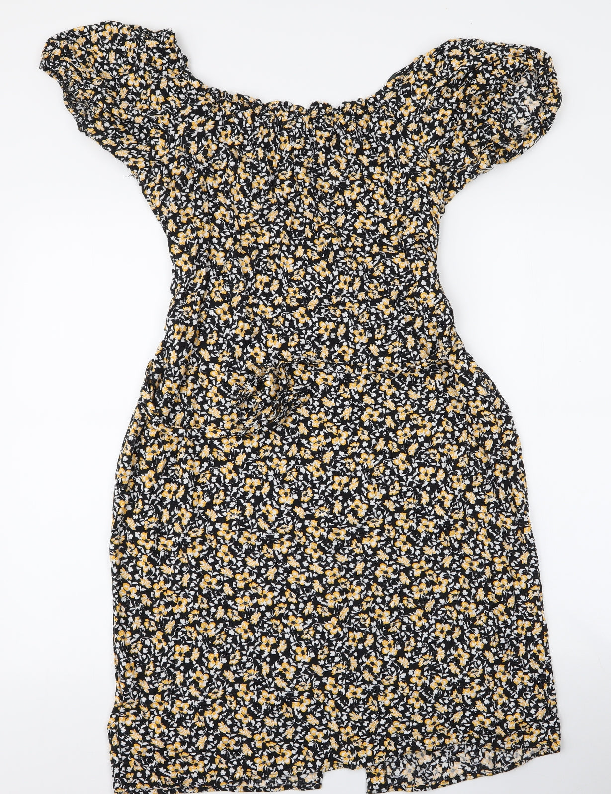 Peacocks Womens Multicoloured Floral Viscose A-Line  Size 14  Off the Shoulder Button