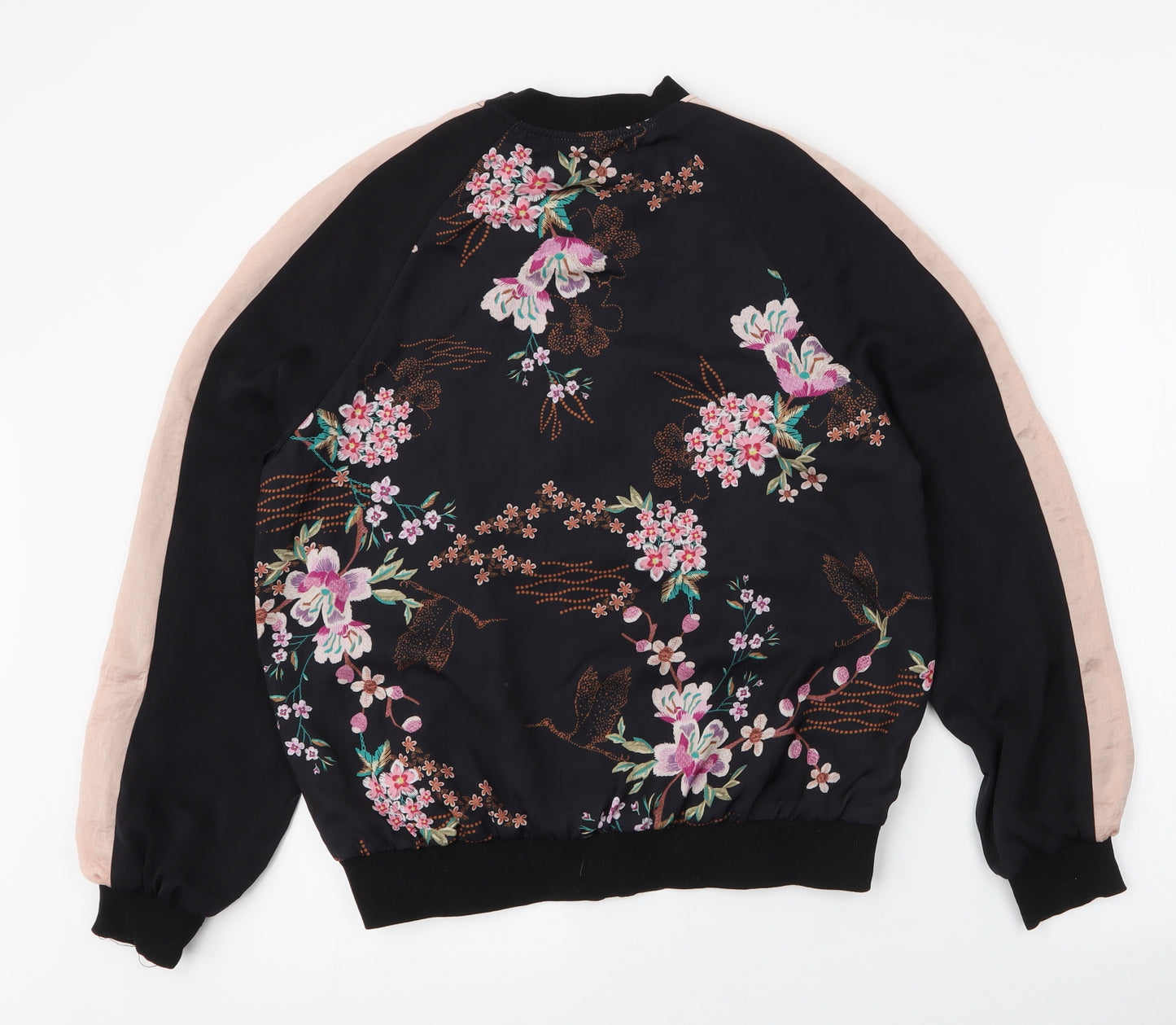 F&F Womens Black Floral  Bomber Jacket Jacket Size 12  Zip