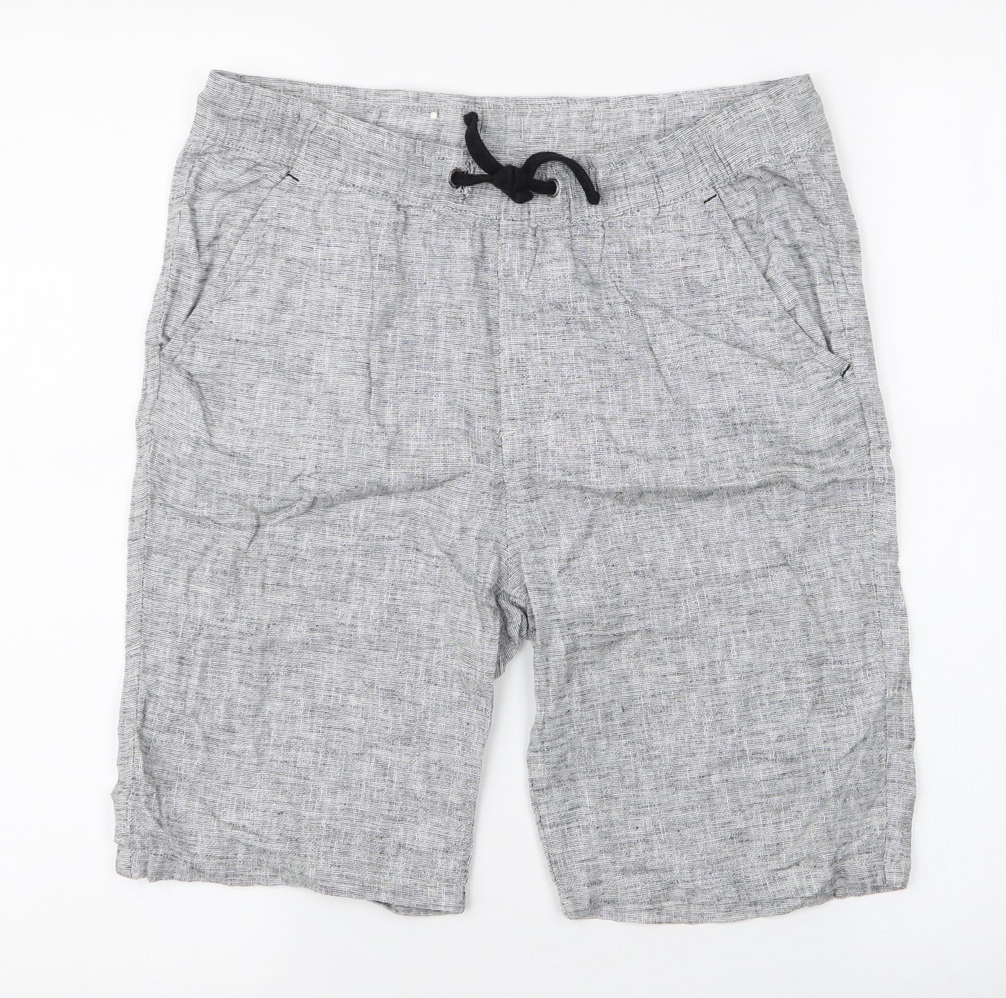 H&M Boys Grey  Linen Bermuda Shorts Size 14 Years  Regular Drawstring