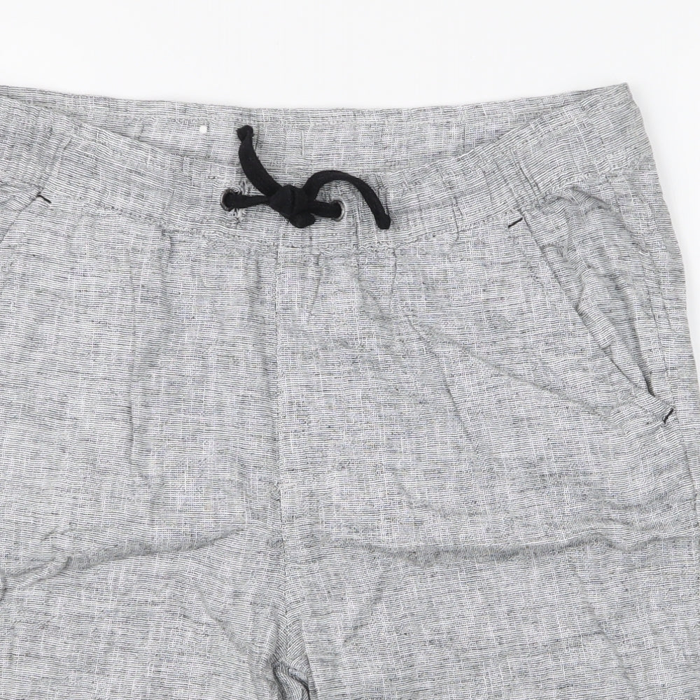 H&M Boys Grey  Linen Bermuda Shorts Size 14 Years  Regular Drawstring