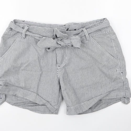 Denim & Co. Womens Grey  Cotton Bermuda Shorts Size 12  Regular Zip