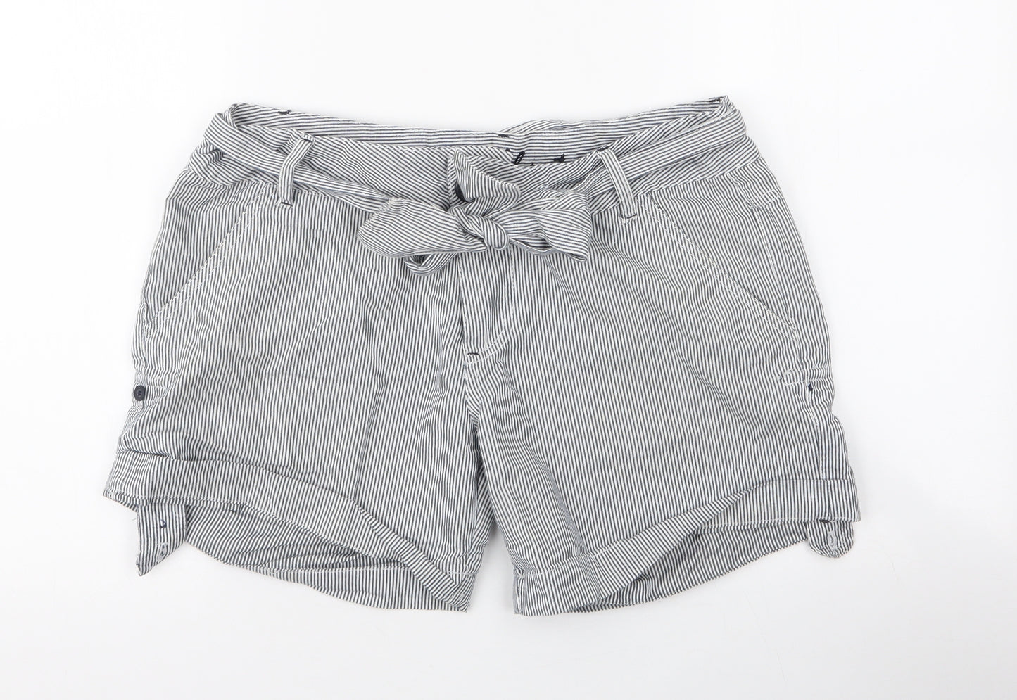 Denim & Co. Womens Grey  Cotton Bermuda Shorts Size 12  Regular Zip