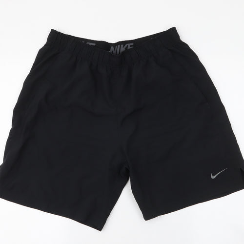Nike Mens Black  100% Polyester Athletic Shorts Size L  Regular Drawstring