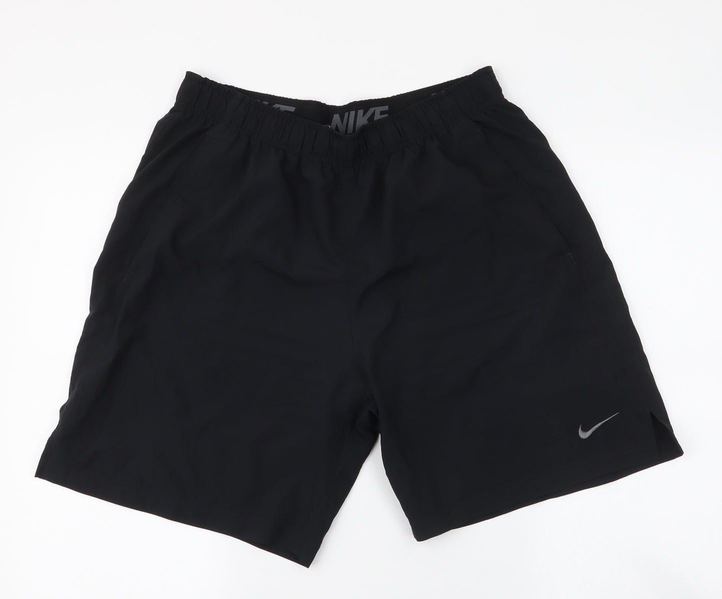 Nike Mens Black  100% Polyester Athletic Shorts Size L  Regular Drawstring