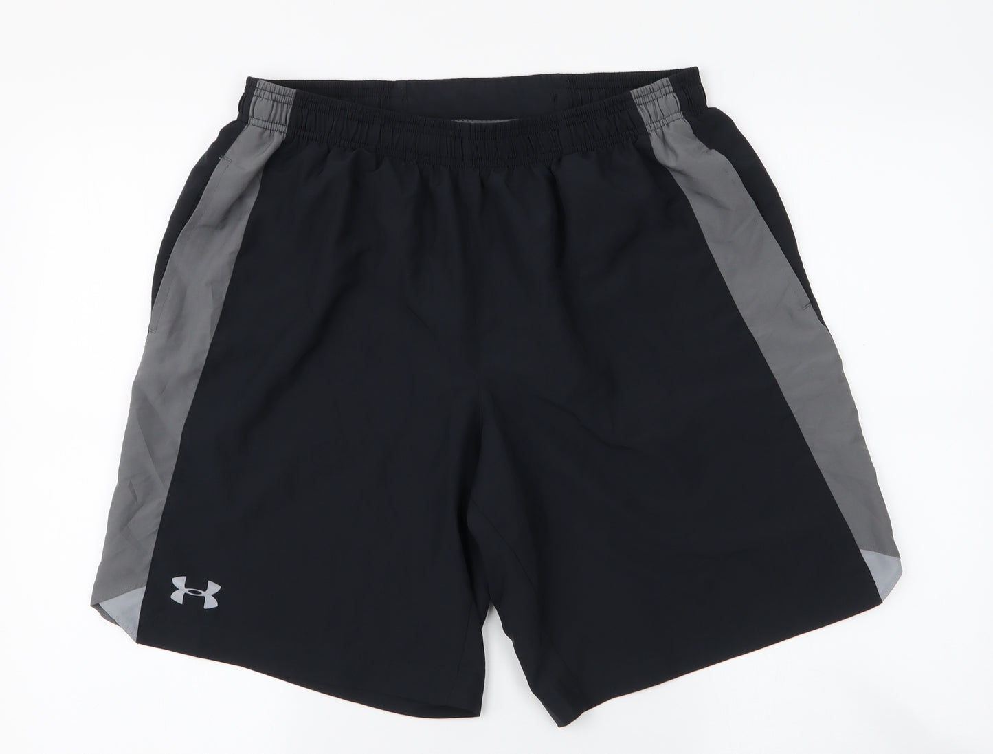 Under Amour Mens Black  Polyester Athletic Shorts Size L L10 in Regular Drawstring