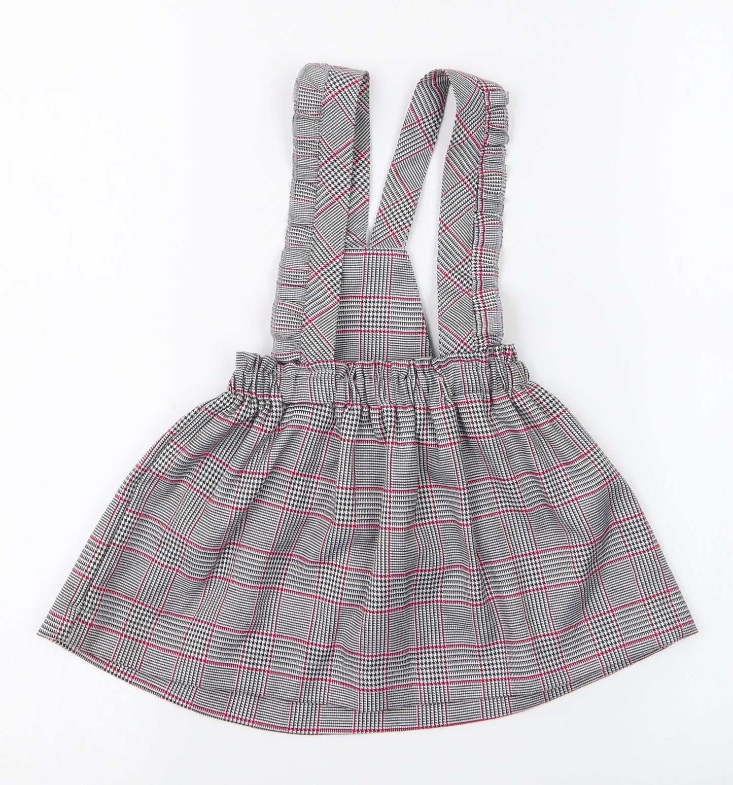 miss ebito Girls Grey Plaid 100% Polyester Pinafore/Dungaree Dress  Size 12 Months   Button