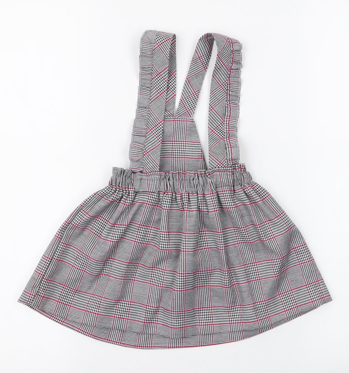 miss ebito Girls Grey Plaid 100% Polyester Pinafore/Dungaree Dress Size 12 Months Button