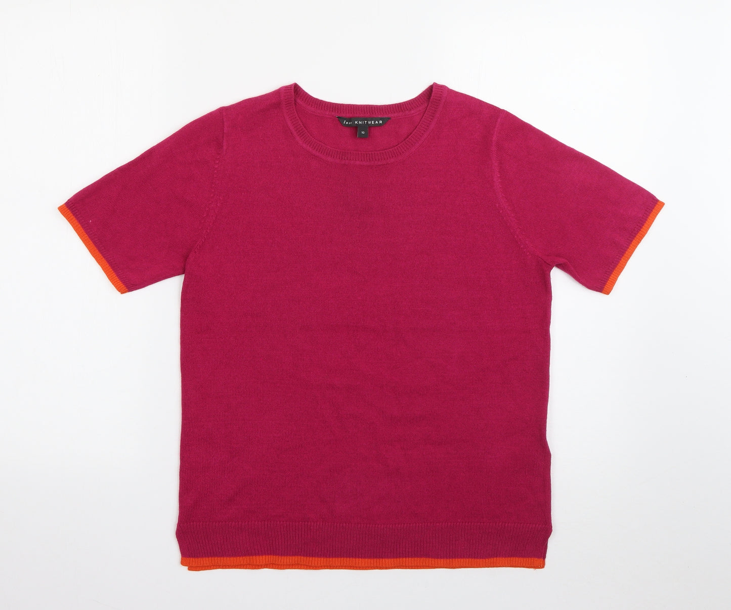 Love Knitwear Womens Pink  Acrylic Jersey T-Shirt Size 10 Crew Neck