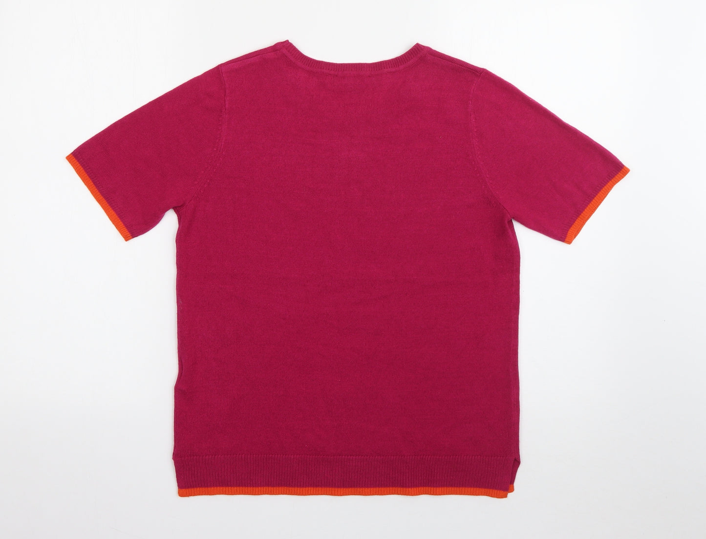 Love Knitwear Womens Pink  Acrylic Jersey T-Shirt Size 10 Crew Neck