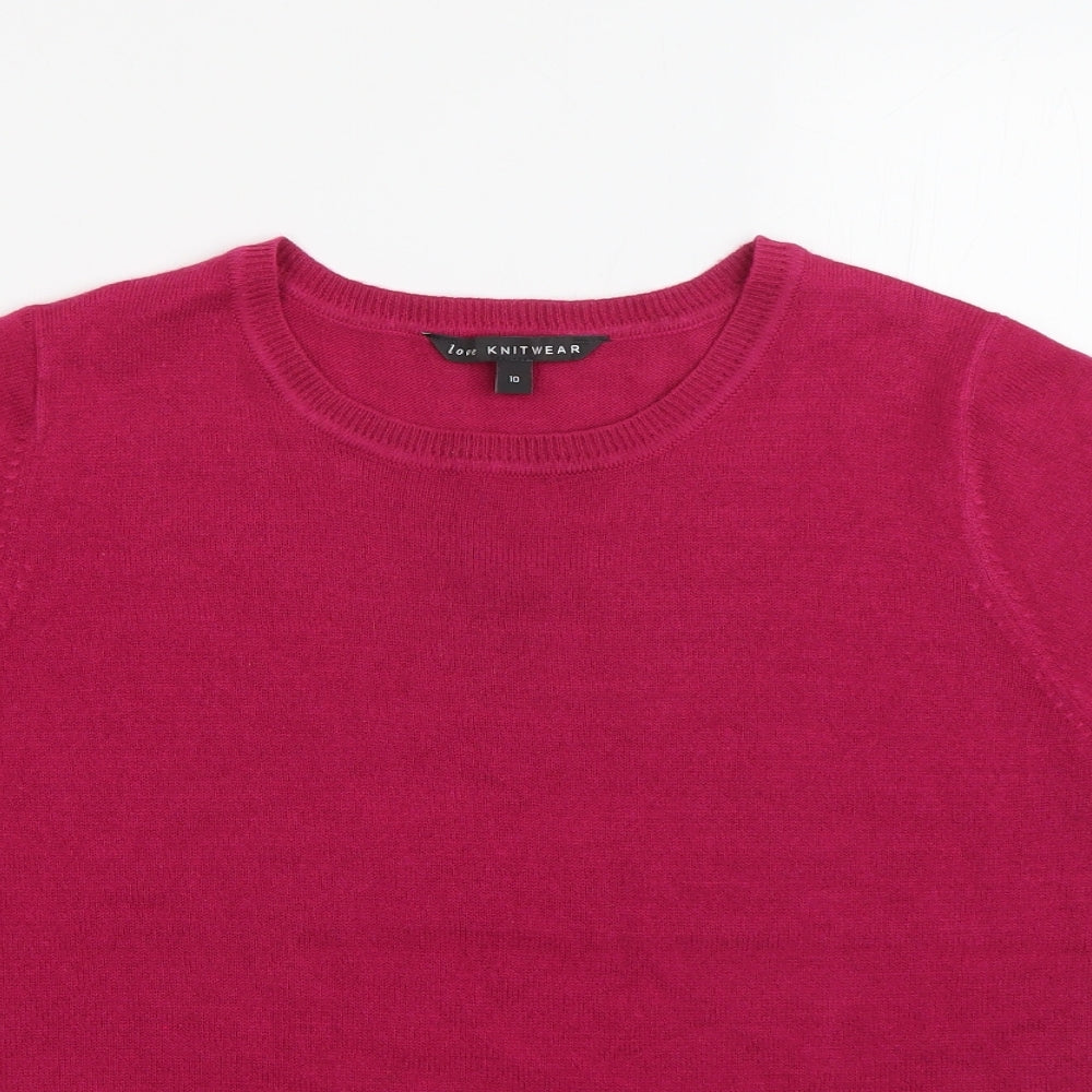 Love Knitwear Womens Pink  Acrylic Jersey T-Shirt Size 10 Crew Neck