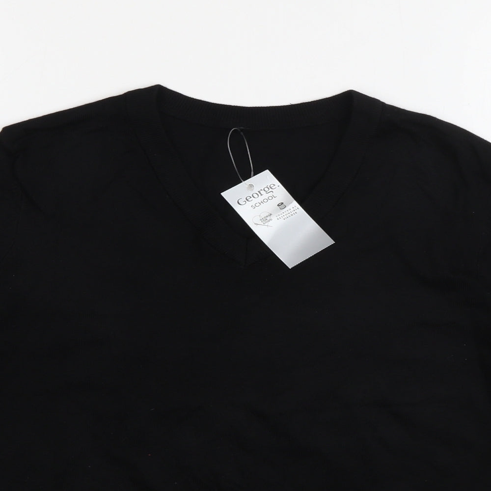 George Boys Black V-Neck  Viscose Pullover Jumper Size 13-14 Years   - School