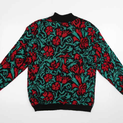 Spunky Womens Black High Neck  Acrylic Pullover Jumper Size 8   - Christmas