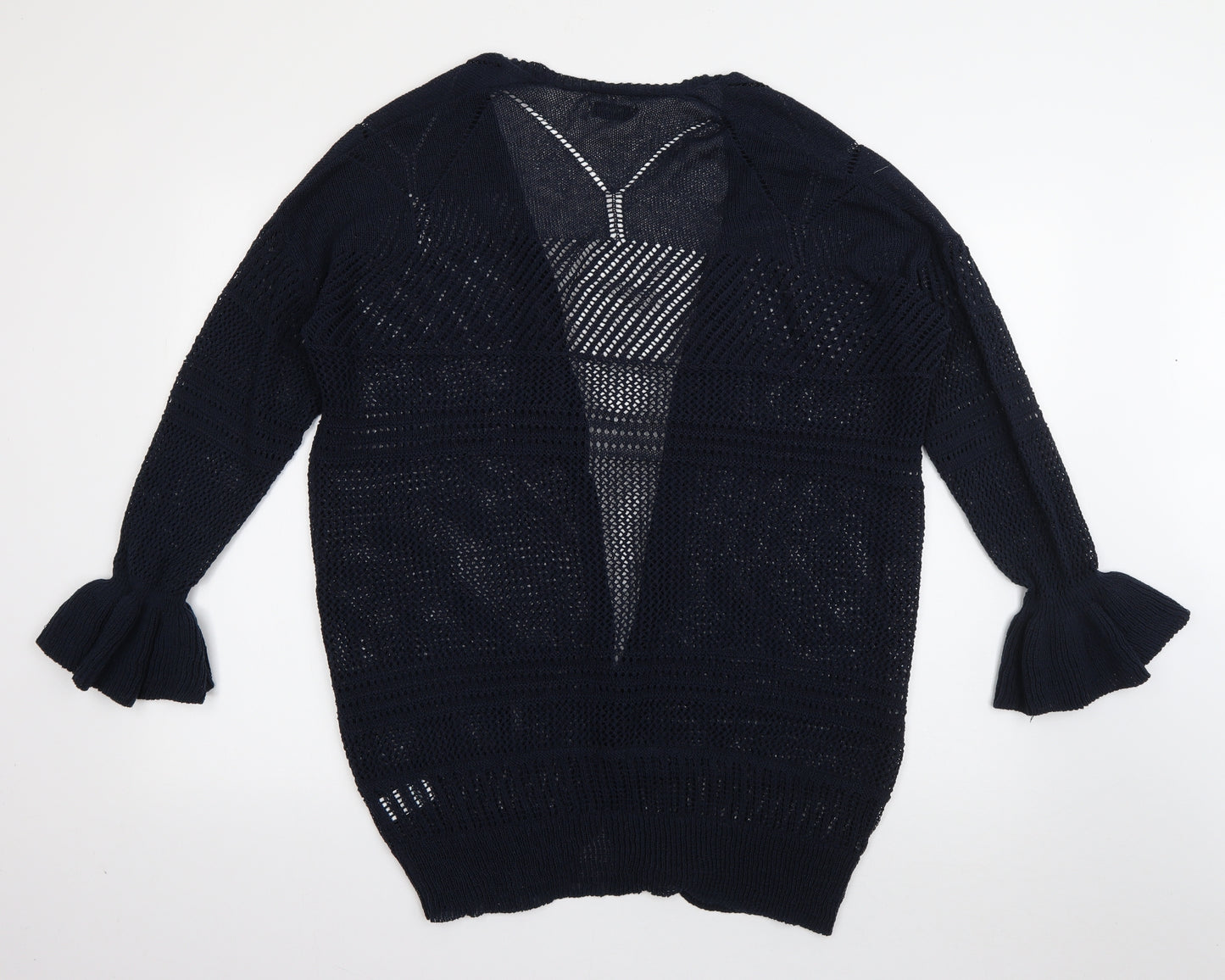 Papaya Womens Blue V-Neck  Acrylic Cardigan Jumper Size L