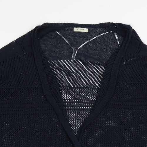 Papaya Womens Blue V-Neck  Acrylic Cardigan Jumper Size L