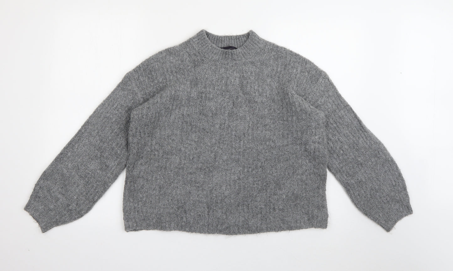 Marks and Spencer Womens Grey High Neck  Acrylic Pullover Jumper Size S   - Cropped