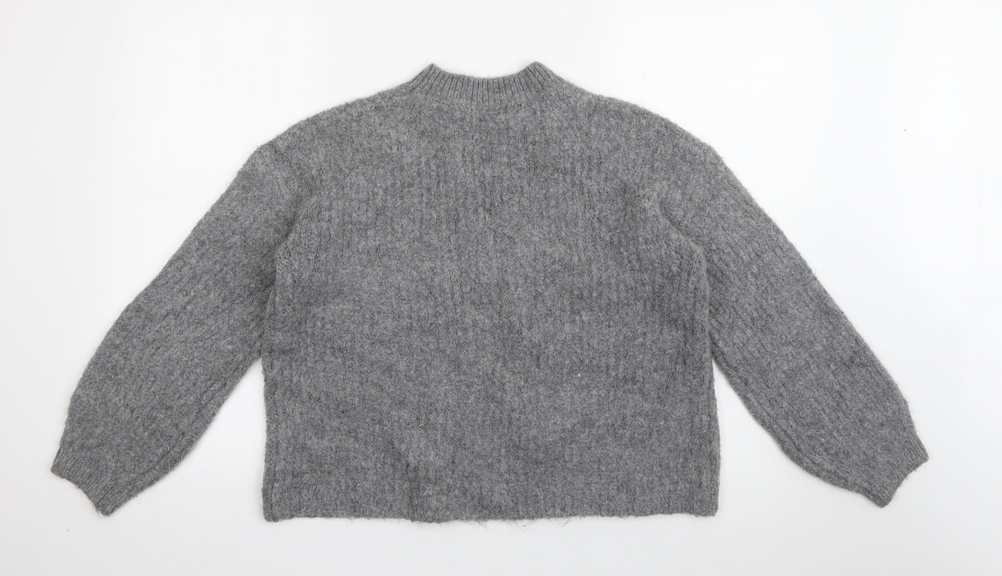 Marks and Spencer Womens Grey High Neck  Acrylic Pullover Jumper Size S   - Cropped