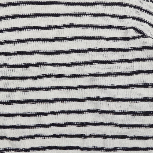 New Look Womens White Round Neck Striped Cotton Pullover Jumper Size 8