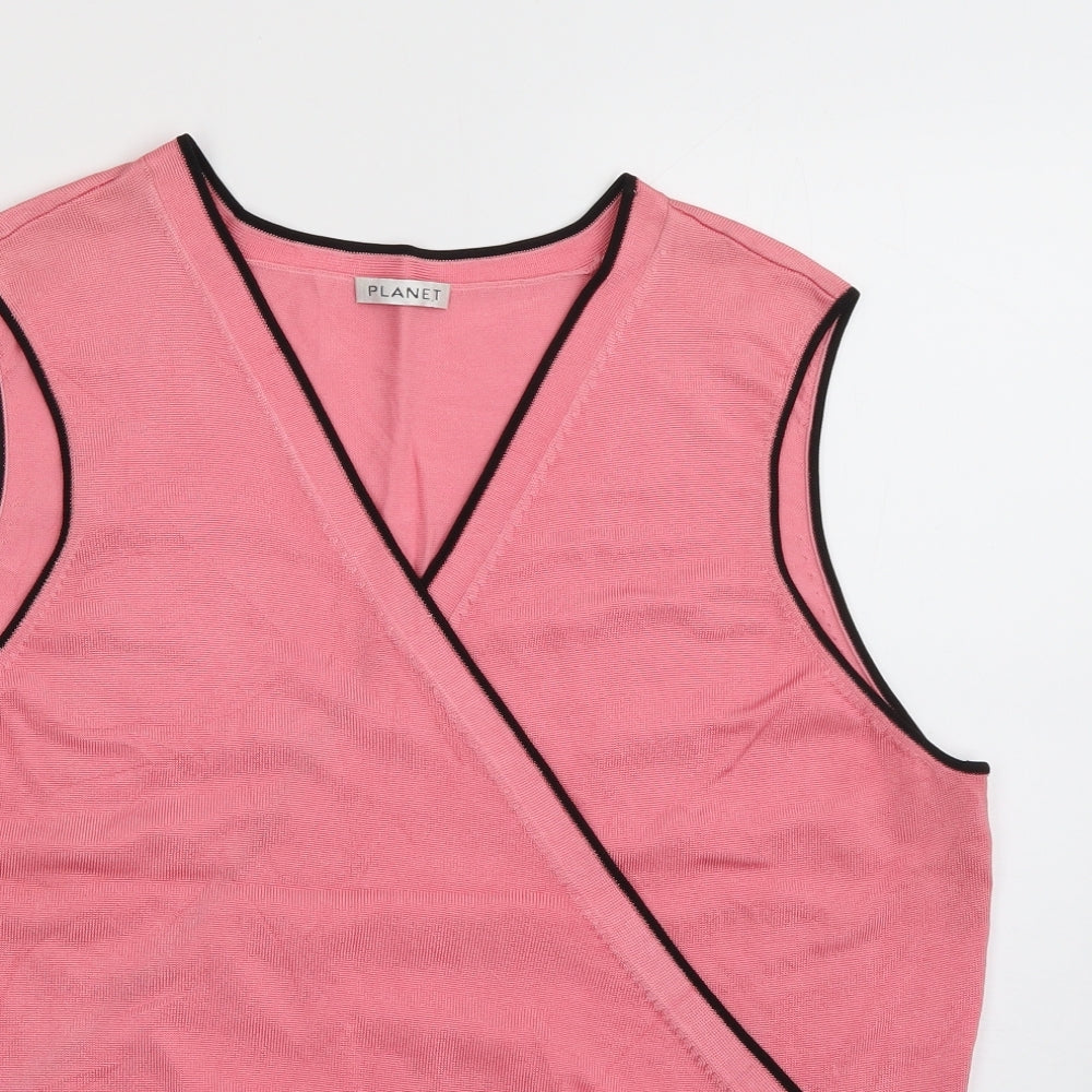 Planet Womens Pink  Viscose Wrap Blouse Size L V-Neck